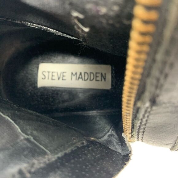 Steve Madden Ryder Black Leather Textile Riding Boot Size 8.5 - Picture 3 of 10